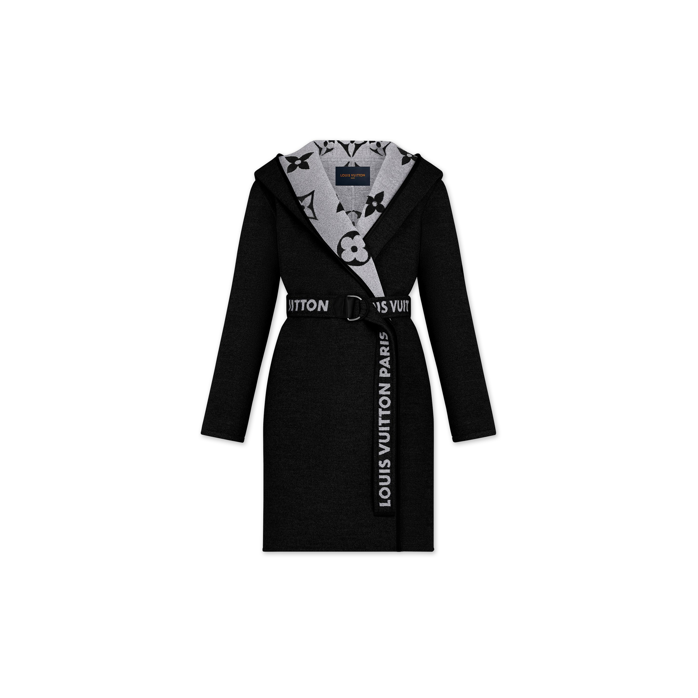 LOUIS VUITTON BELTED DOUBLE FACE HOODED WRAP COAT 1A945S